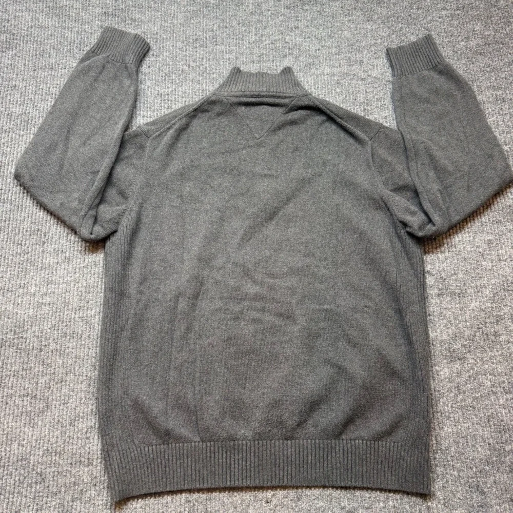 Tommy Hilfiger Mens XL Gray 1/4‎ Zip Cotton Knit Pullover Sweater Mock Neck Logo